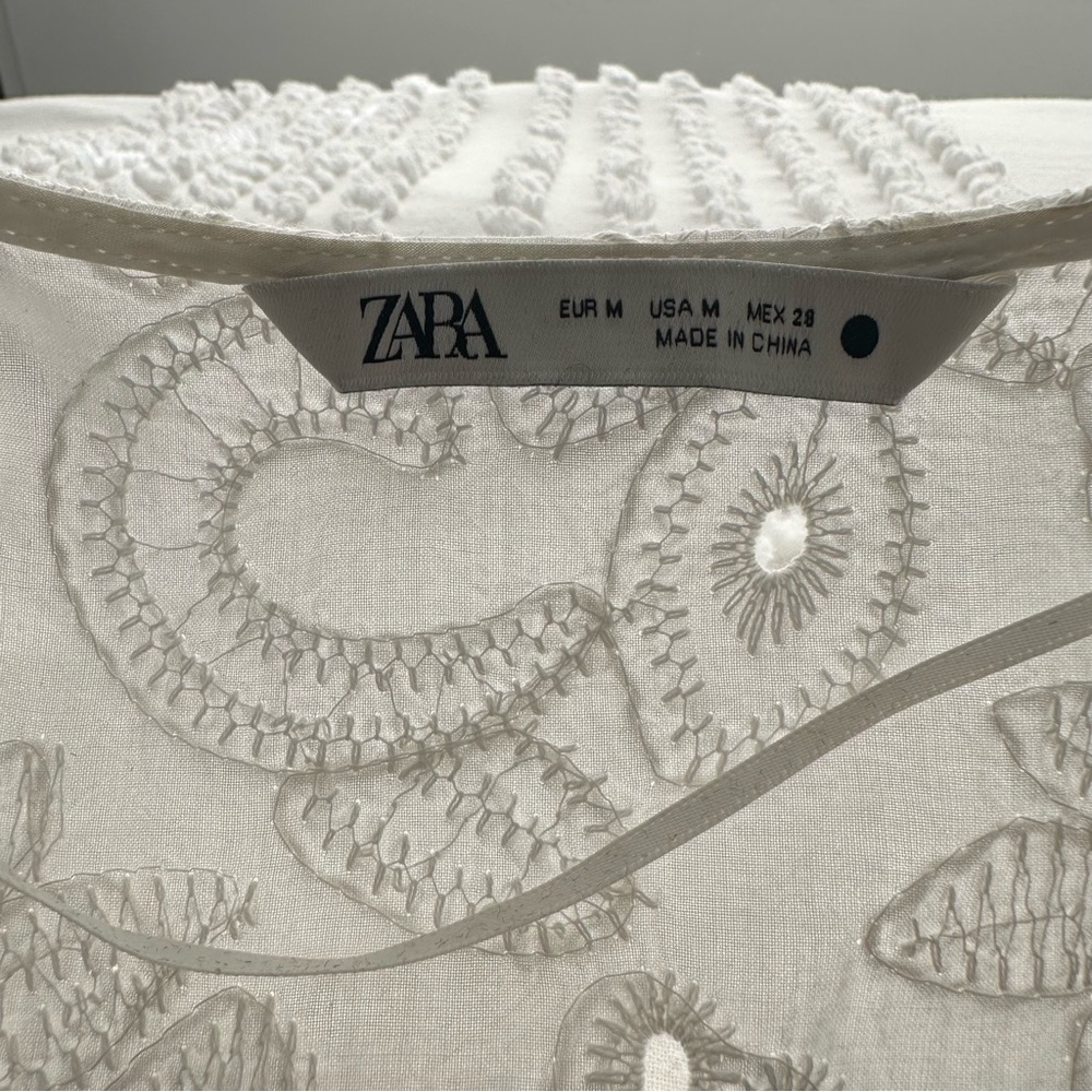 Zara White Eyelet Midi Dress - Picture 4 of 16